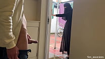 Public Masturbation. Muslim pregnant neighbor girl in hijab caught me jerking off and flashing my dick and helped me cum
